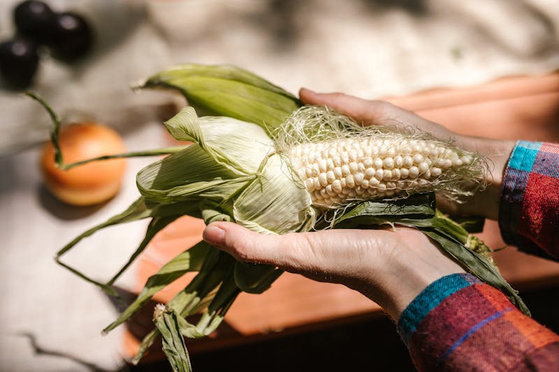 Crispy corn on the cob with seasoning butter